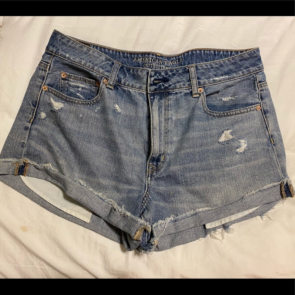 American Eagle high waisted blue jean shorts